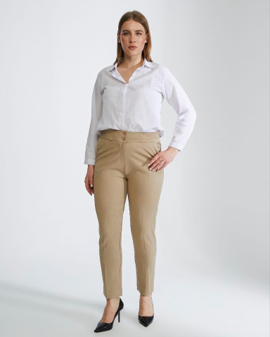 Pantaloni crem conici eleganti [1]