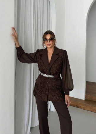 Compleuri Marimi Mari - Compleu elegant de dama maro Penelope