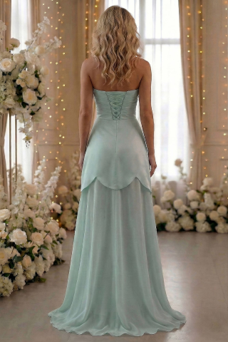 Rochie verde mint cu corset decorată cu perle și fusta detașabilă Emma [1]