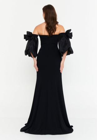 Rochie de seara eleganta neagra cu maneci bufante Wendy [2]
