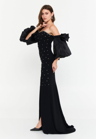 Rochie de seara eleganta neagra cu maneci bufante Wendy [1]
