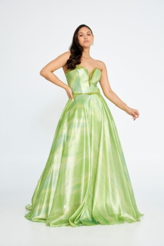 Rochie de seara eleganta, verde iridescent model unic Tina