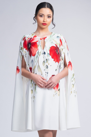 Rochii Elegante - Rochie din voal cu flori rosii Mara