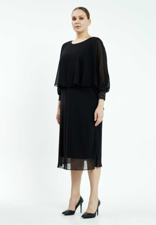 Rochii Marimi Mari / Plus Size - Rochie din voal neagra Nora