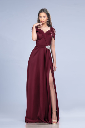 Noua Colectie - Rochie eleganta burgundy maxi Zela