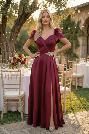 Rochie eleganta burgundy maxi Zela [1]
