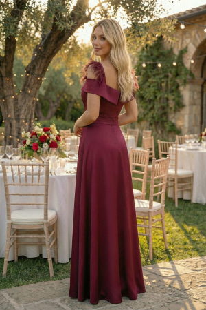 Rochie eleganta burgundy maxi Zela [3]