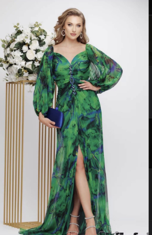Rochie eleganta verde cu mâneci Molly