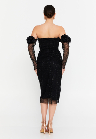 Rochie tip bijuterie cu flori 3D Nessa [3]