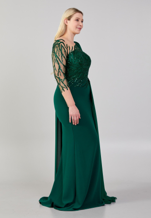 Rochii Marimi Mari / Plus Size - Rochie Unica verde Smarald Sandra