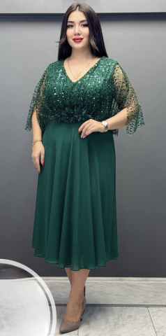 Rochie verde smarald midi din voal [1]