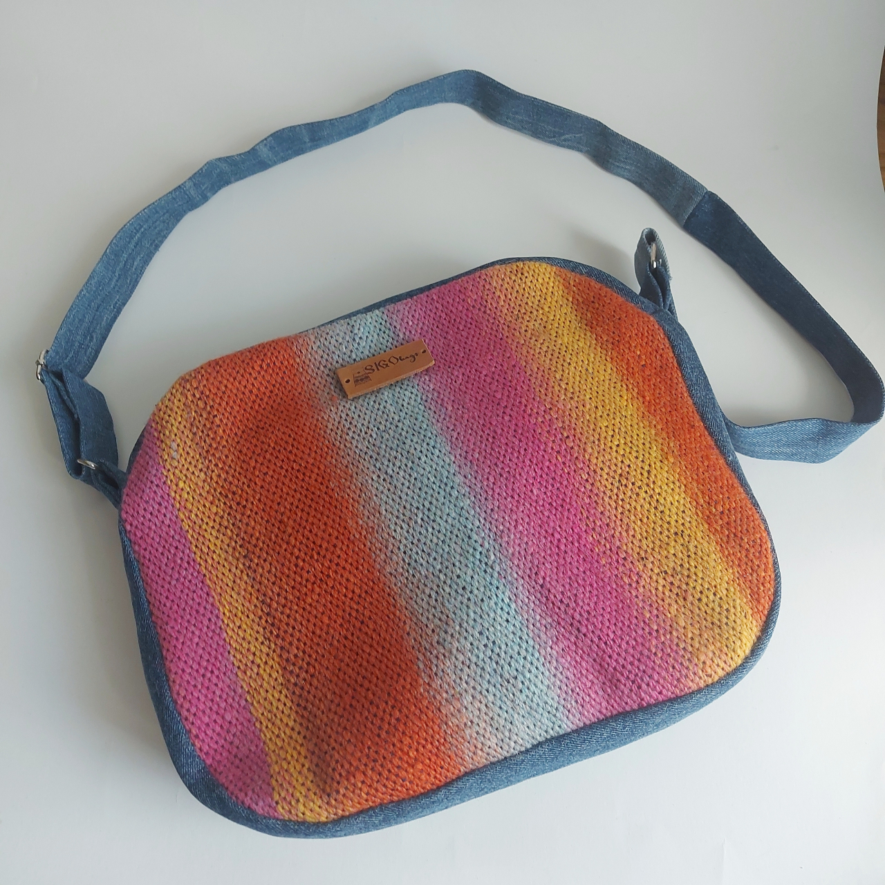 Geantă poștaș handmade țesută manual la războiul de țesut [3]