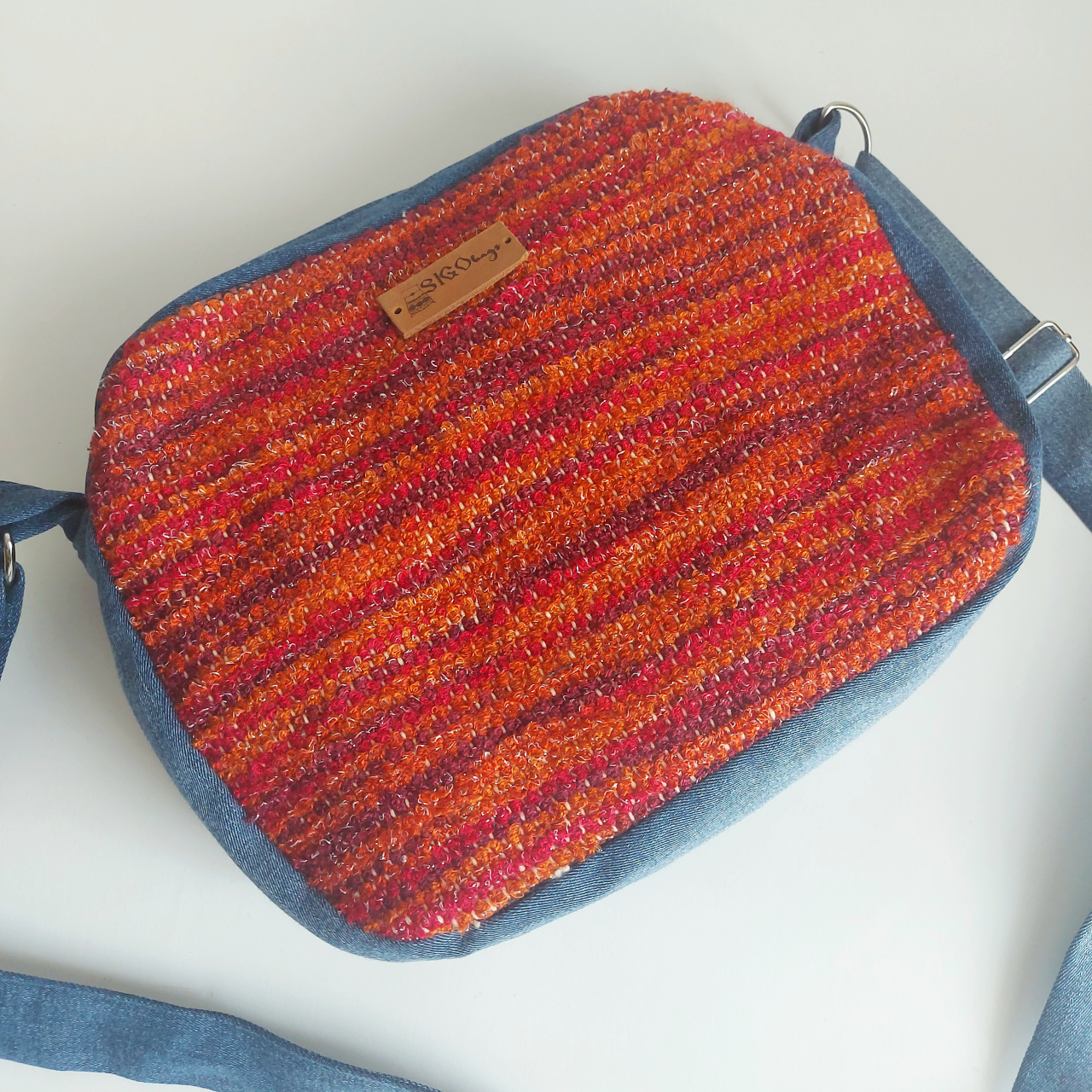 Geantă poștaș handmade țesută manual la războiul de țesut [2]