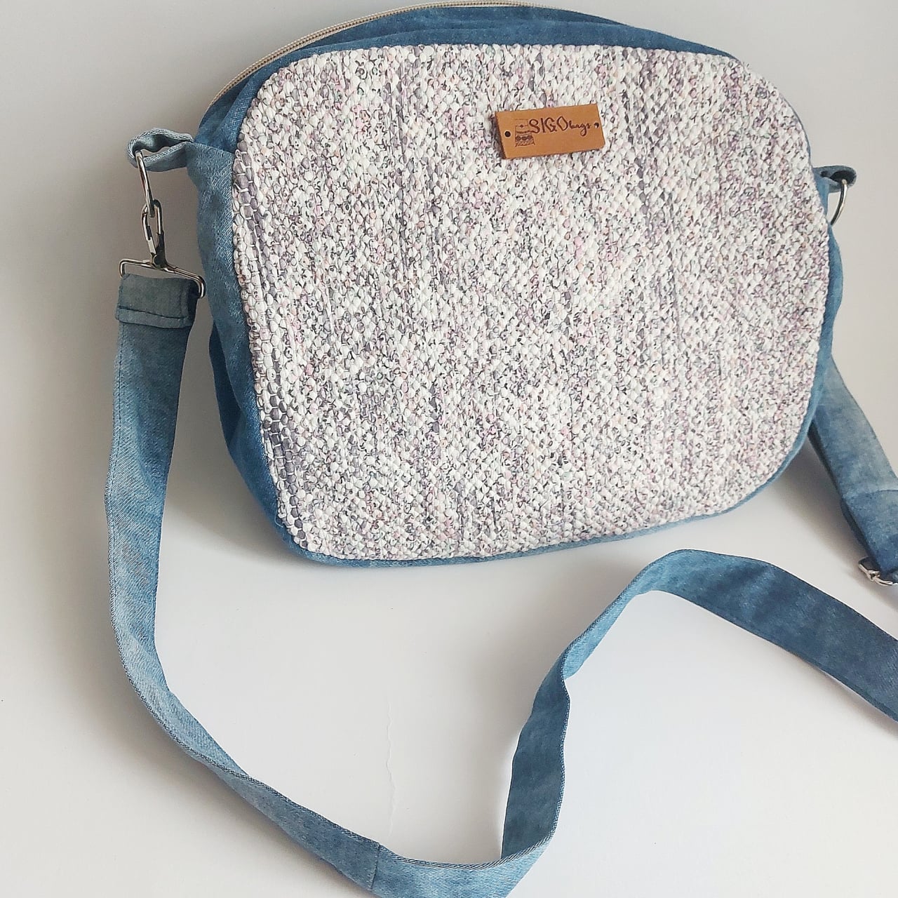 Geantă poștaș handmade țesută manual la războiul de țesut [2]