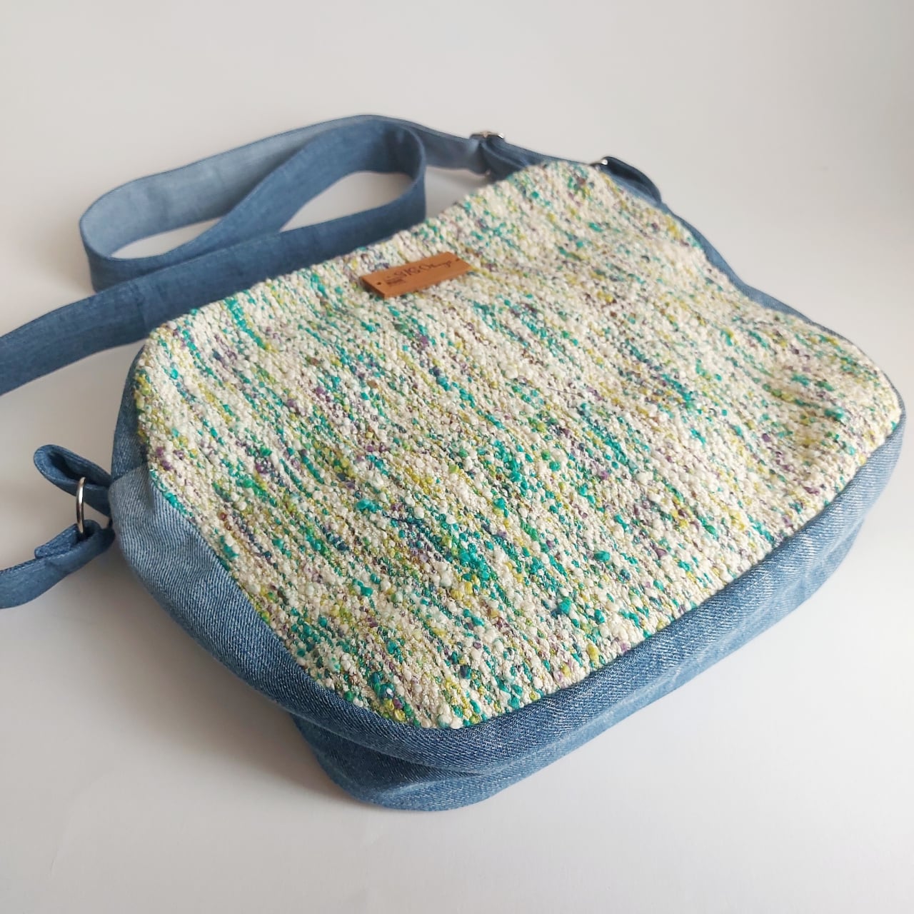 Geantă poștaș handmade țesută manual la războiul de țesut [4]