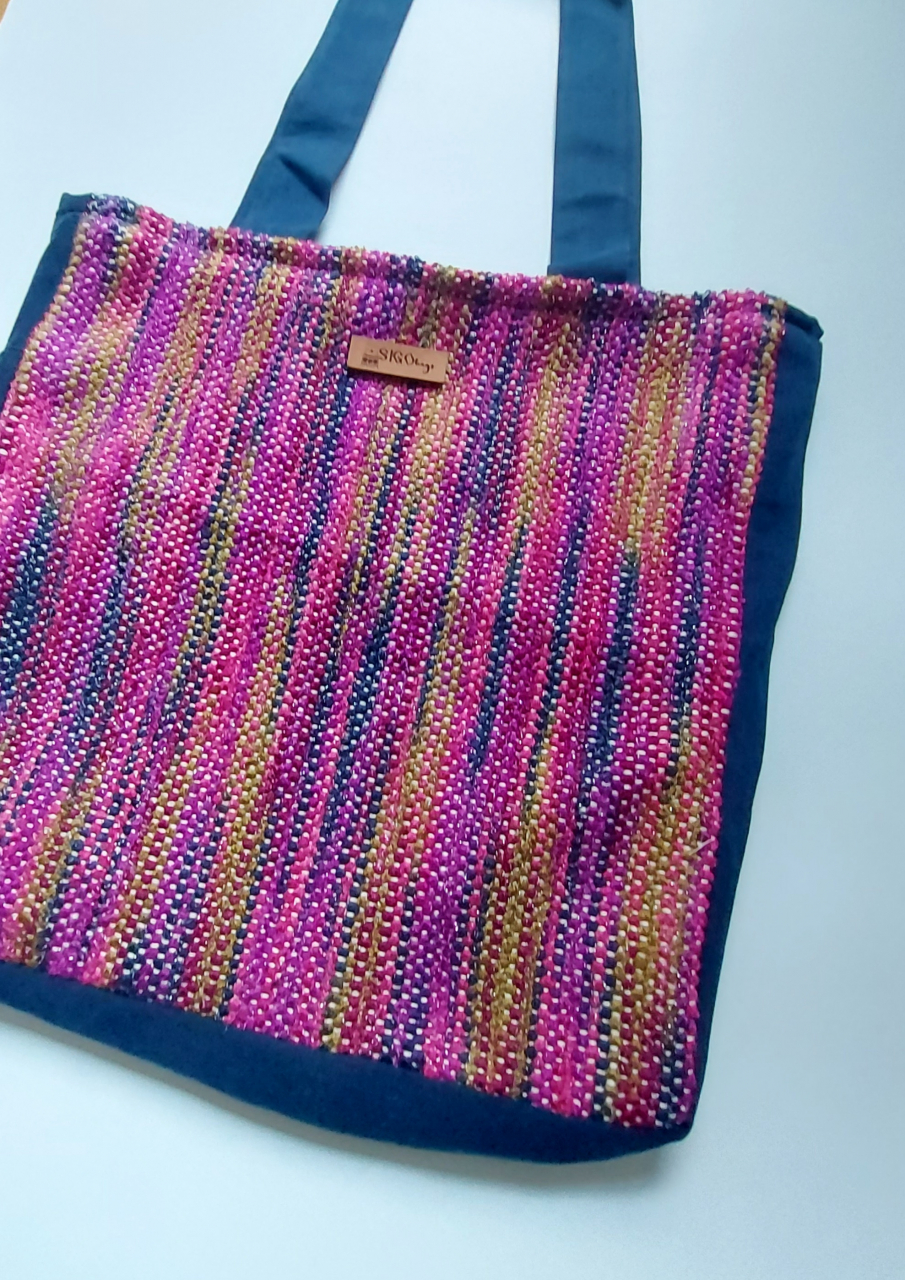 Geantă umăr handmade țesută manual la războiul de țesut [6]