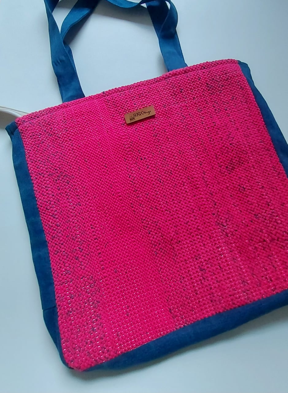 Geantă umăr handmade țesută manual la războiul de țesut [3]