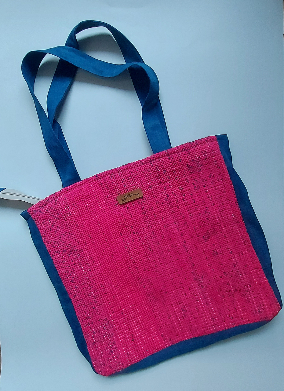 Geantă umăr handmade țesută manual la războiul de țesut [2]