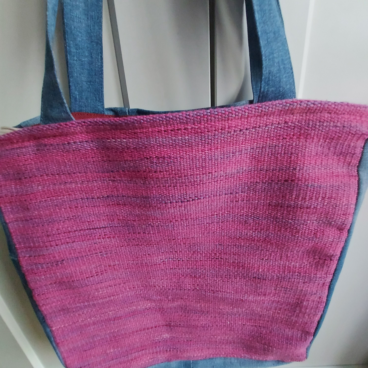 Geantă umăr handmade țesută manual la războiul de țesut [5]