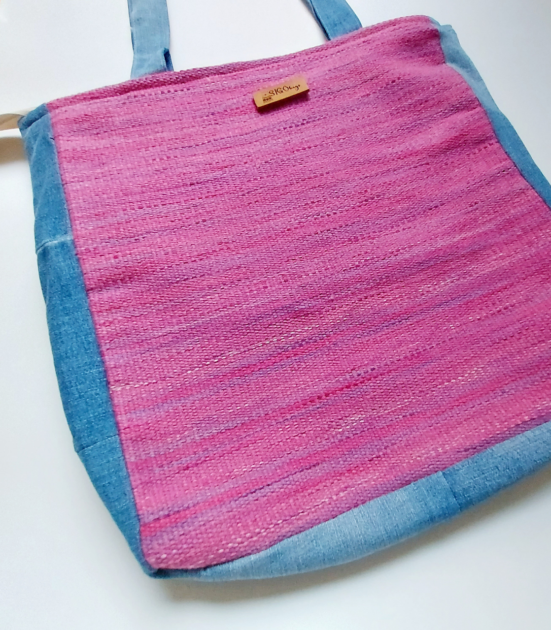 Geantă umăr handmade țesută manual la războiul de țesut [6]