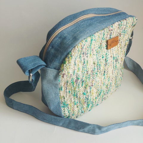 Geantă poștaș handmade țesută manual la războiul de țesut [6]