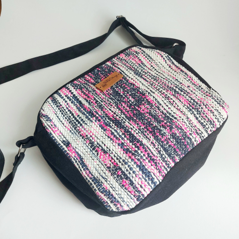 Geantă poștaș handmade țesută manual la războiul de țesut [2]