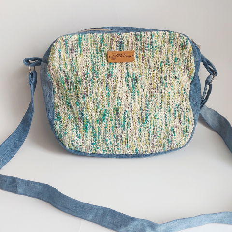 GENȚI - Geantă poștaș handmade țesută manual la războiul de țesut