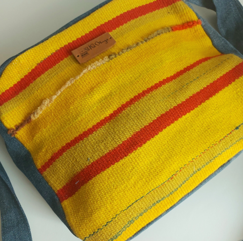 Geantă poștaș handmade țesută manual la războiul de țesut [4]