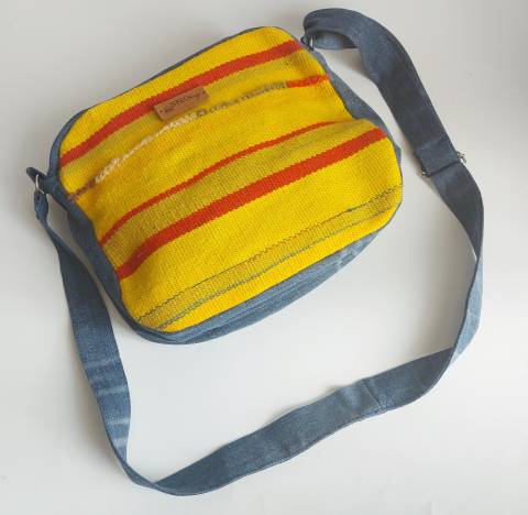 Geantă poștaș handmade țesută manual la războiul de țesut [2]