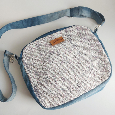 Geantă poștaș handmade țesută manual la războiul de țesut [3]