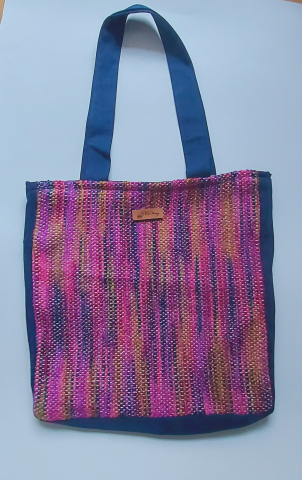 Geantă umăr handmade țesută manual la războiul de țesut [7]