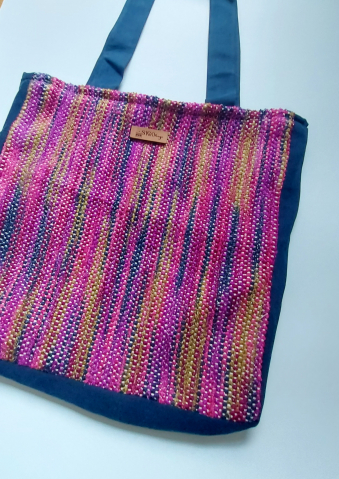 Geantă umăr handmade țesută manual la războiul de țesut [5]