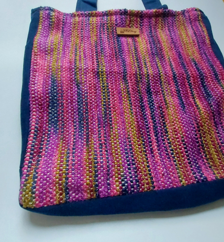 Geantă umăr handmade țesută manual la războiul de țesut [3]