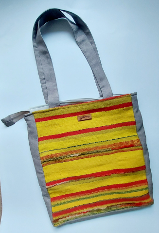 Geantă umăr handmade țesută manual la războiul de țesut [4]