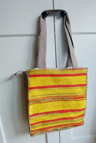 Geantă umăr handmade țesută manual la războiul de țesut [5]
