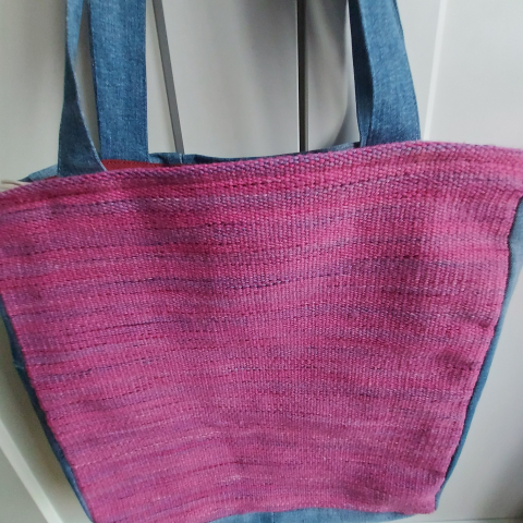 Geantă umăr handmade țesută manual la războiul de țesut [4]