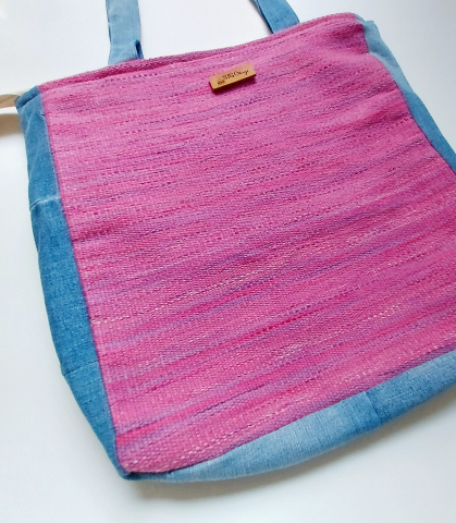 Geantă umăr handmade țesută manual la războiul de țesut [5]