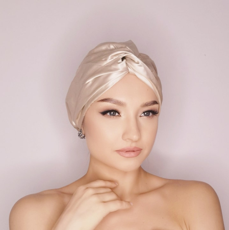 Boneta Premium din Matase Naturala 22 Momme MATASSE Silk Your Life, culoare Champagne [1]