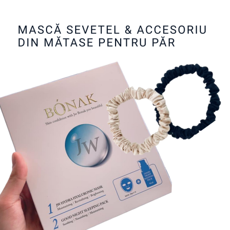 Produse de ingrijire coreene - Duo: Scrunchie pentru par din matase & masca hidratanta