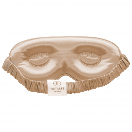 Accesorii articole de voiaj - Masca champagne pentru dormit 3D din matase naturala Mulberry in cutie cadou