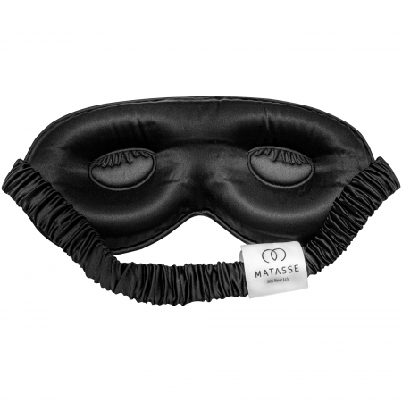 Accesorii articole de voiaj - Masca neagra pentru dormit 3D din matase naturala Mulberry in cutie cadou