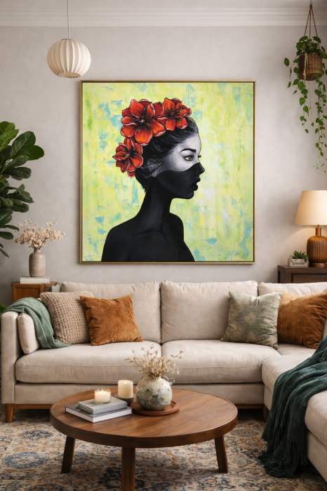 Tablou "Silent Bloom" pictat manual, 80x90 cm acrlyic pe pânză [2]