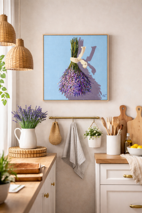 Tablou "Lavender Light" pictat manual, 40x40 cm acrlyic pe pânză [2]