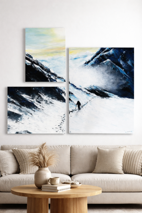 Tablou „Silent Ascent” – pictat manual, compoziție modulară (3 piese), acrylic pe pânză [2]