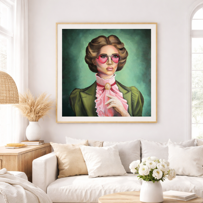 Tablou "Victorian Lady – Modern Twist"  pictat manual 100 x 100 cm, ulei pe pânză [2]