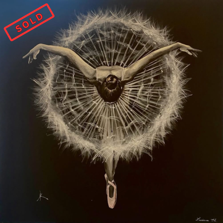 Creațiile noastre - Tablou " Dandelion Ballerina" pictat manual, 100x100 cm acrlyic pe pânză
