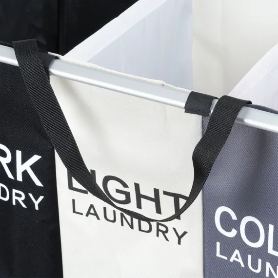 Coș de rufe compartimentat inteligent 3 în 1 Negru/Alb/Color [2]