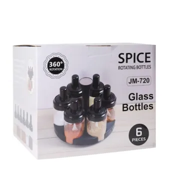 Set 6 recipiente pentru condimente, cu suport rotativ 360 grade [4]