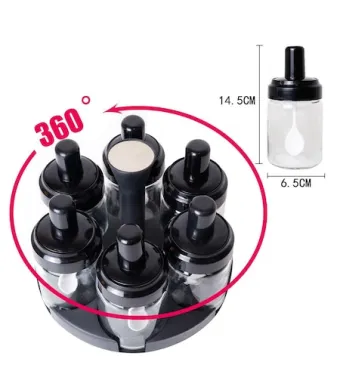 Set 6 recipiente pentru condimente, cu suport rotativ 360 grade [3]