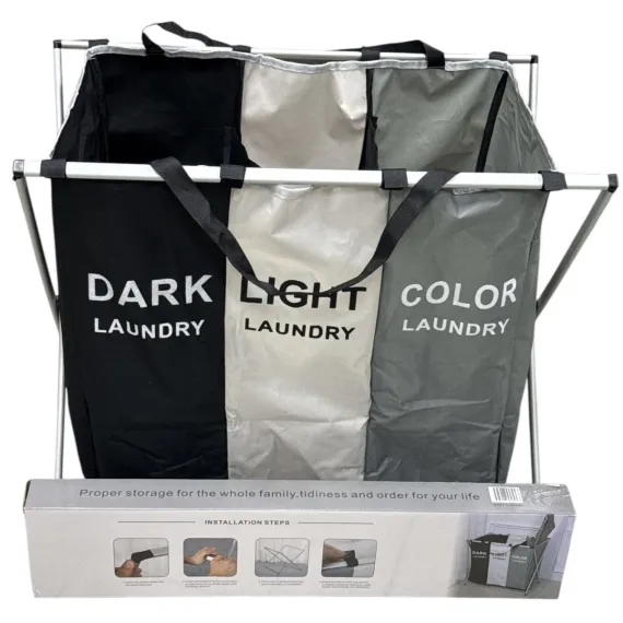 Coș de rufe compartimentat inteligent 3 în 1 Negru/Alb/Color [2]